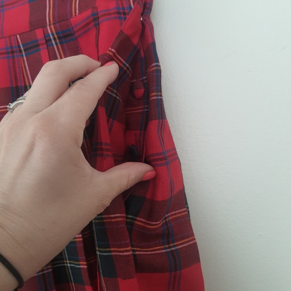 Vintage 90s Gap Plaid Red Pleated Tartan Skirt 5/6 - Picture 5 of 7